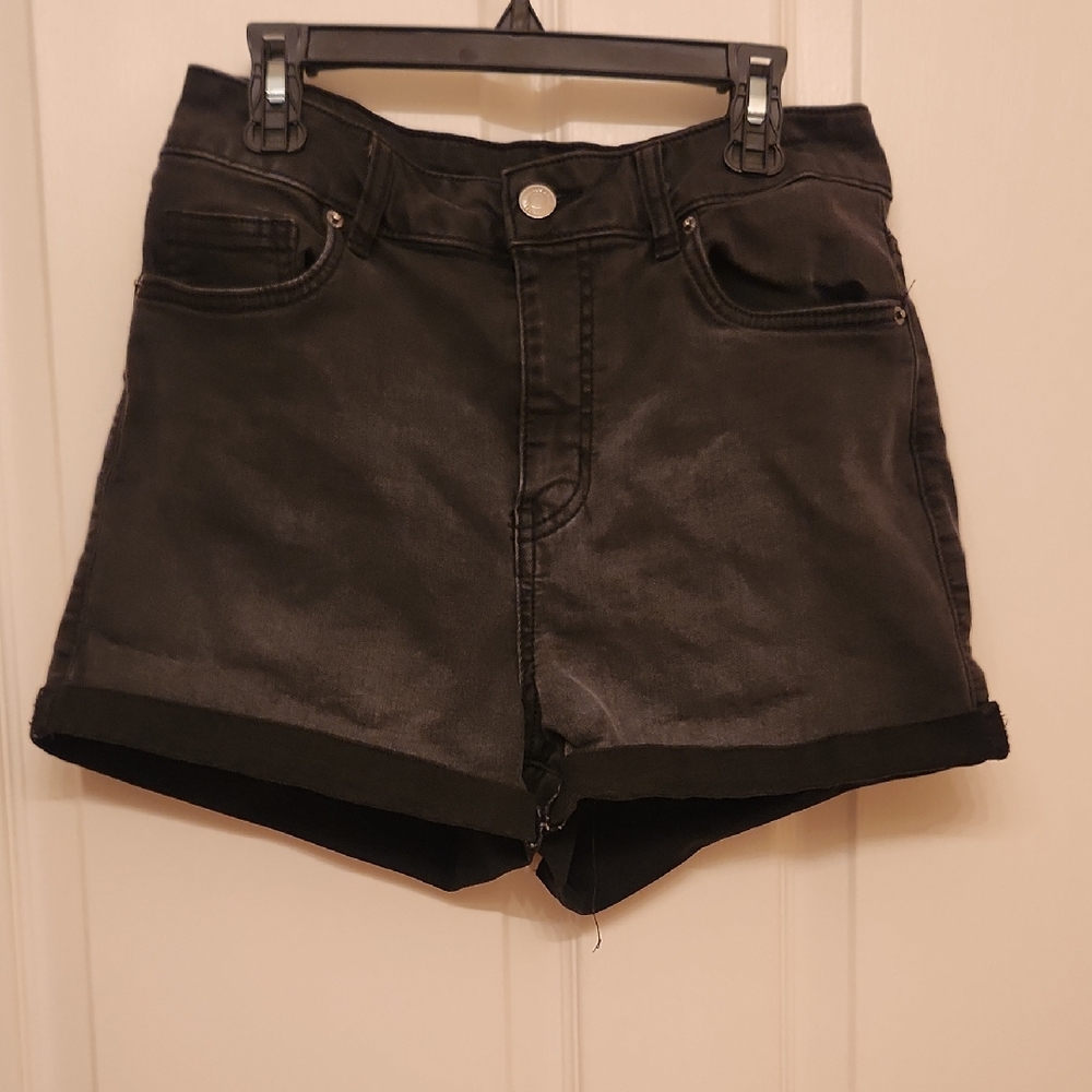 Miami Black Jean Shorts High-Waisted Cuffed